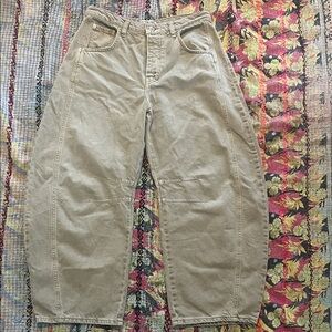 We the free good luck mid-rise barrel jeans. Taupe. 27.